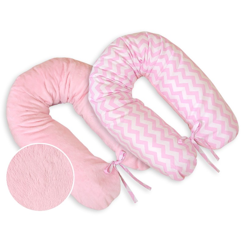 Μαξιλάρι Εγκυμοσύνης LONGER - double-sided-Simple chevron pink