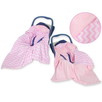 Double-sided car seat blanket for babies - Chevron pink