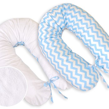 Μαξιλάρι Εγκυμοσύνης LONGER - double-sided-Simple chevron blue-white