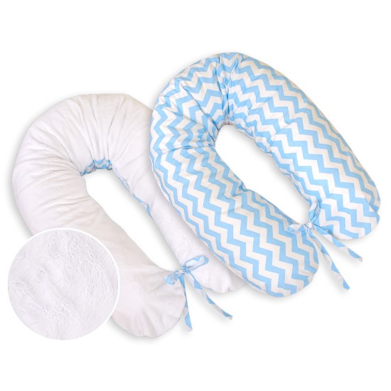 Μαξιλάρι Εγκυμοσύνης LONGER - double-sided-Simple chevron blue-white