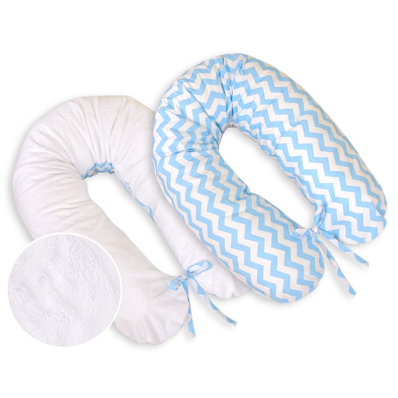 Μαξιλάρι Εγκυμοσύνης LONGER - double-sided-Simple chevron blue-white