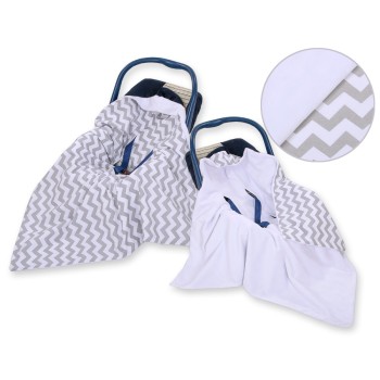 Double-sided car seat blanket for babies - Chevron grey