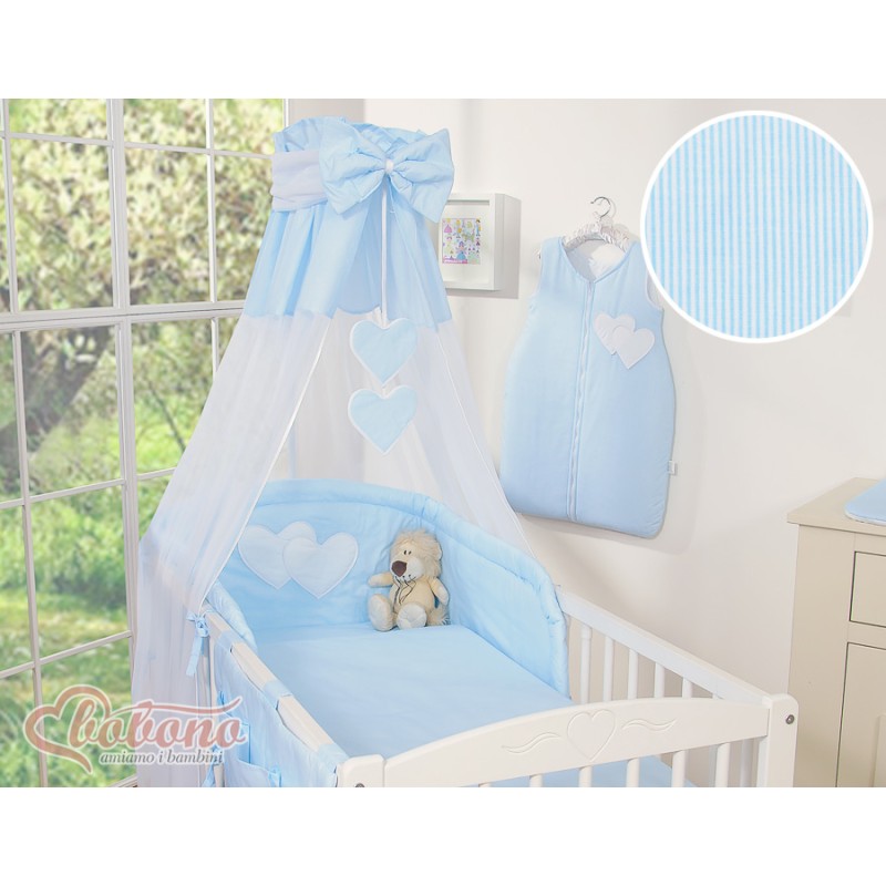 Κουνουπιέρα από chiffon - Hanging Hearts blue strips