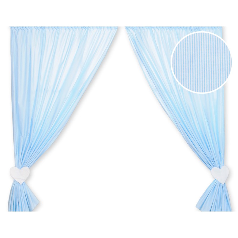 Curtains for baby room- Hanging Hearts blue strips