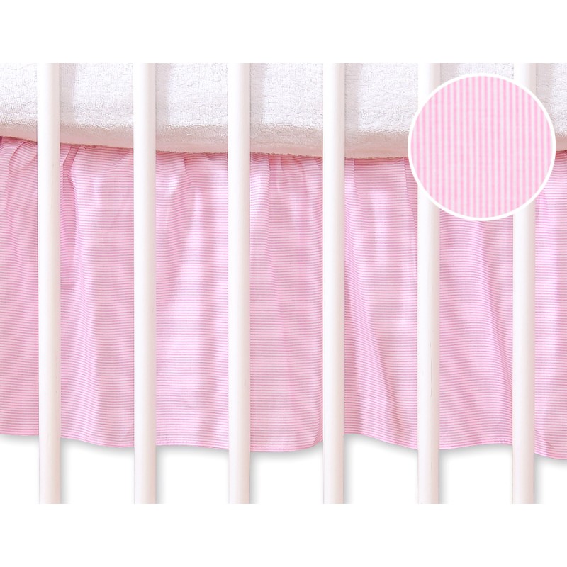 Dust Ruffle-Masking flounce 120x60cm- Hanging Hearts pink strips