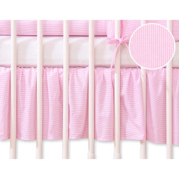 Dust Ruffle-Masking flounce 140x70cm- Hanging Hearts pink strips