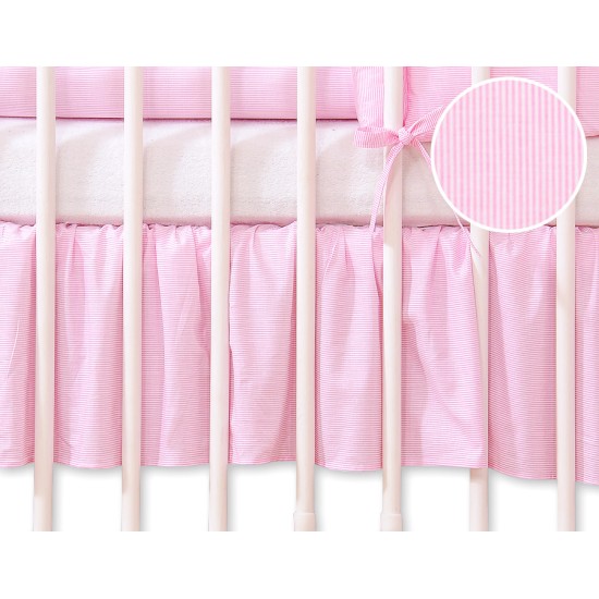 Dust Ruffle-Masking flounce 140x70cm- Hanging Hearts pink strips