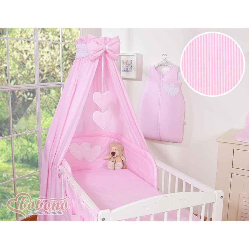 Κουνουπιέρα Υφασμάτινη - Hanging Hearts pink strips