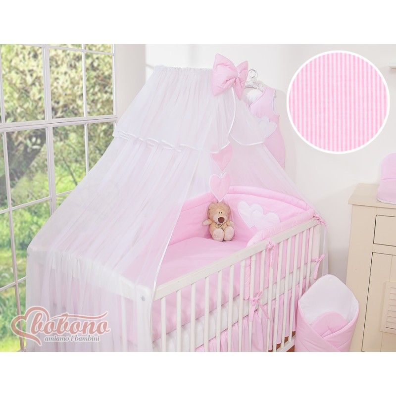 Κουνουπιέρα από chiffon - Hanging Hearts pink strips