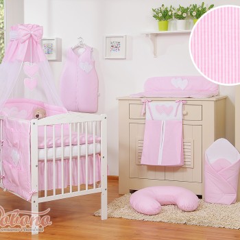 Κουνουπιέρα από chiffon - Hanging Hearts rosa strips