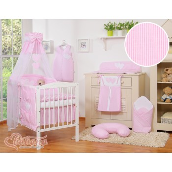 Κουνουπιέρα από chiffon - Hanging Hearts rosa strips