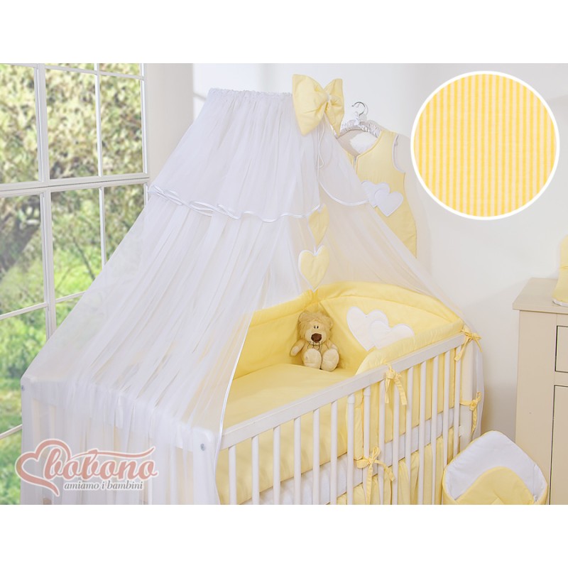 Κουνουπιέρα από chiffon - Hanging Hearts yellow strips