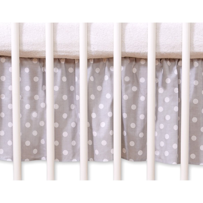 Dust Ruffle-Masking flounce 140x70cm- Hanging Hearts white dots on grey