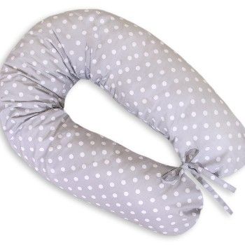 Μαξιλάρι Εγκυμοσύνης LONGER - White polka dots on grey