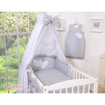 Κουνουπιέρα Υφασμάτινη - Hanging Hearts white dots on gray