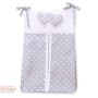 Diaper bag- Hanging Hearts white dots on grey