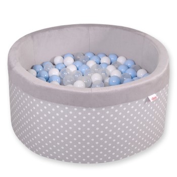 Μπαλοπισίνα minky  with balls - white dots on grey