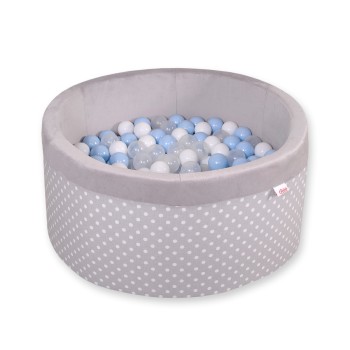Μπαλοπισίνα minky  with balls - white dots on grey
