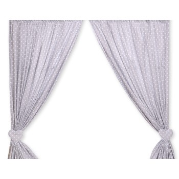 Curtains for baby room- Hanging Hearts white dots on grey
