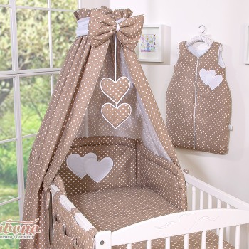 Κουνουπιέρα Υφασμάτινη - Hanging Hearts white dots on brown