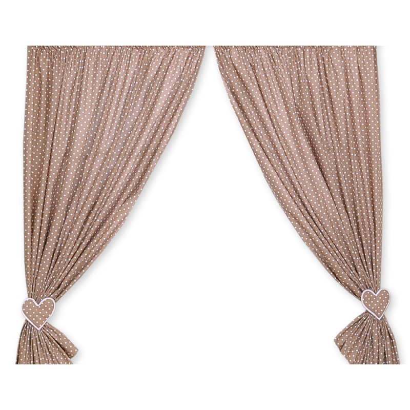 Κουρτίνες Βρεφικού Δωματίου- Hanging Hearts white dots on brown