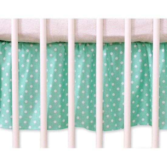 Dust Ruffle-Masking flounce 140x70cm- Hanging Hearts white dots on mint Dust Ruffle-Masking flounce 140x70cm- Hanging Hearts white dots on mint