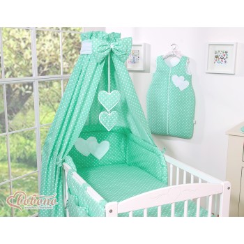 Κουνουπιέρα Υφασμάτινη - Hanging Hearts white dots on mint