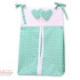 Diaper bag- Hanging Hearts white dots on mint