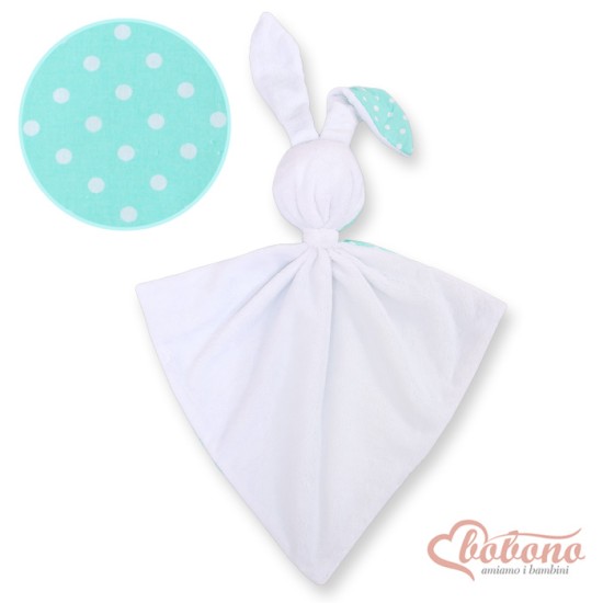 Cuddly rabbit double-sided- white dots on mint