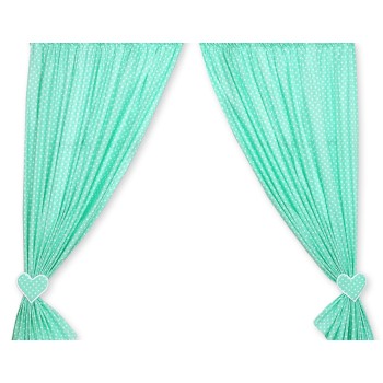 Κουρτίνες Βρεφικού Δωματίου- Hanging Hearts white dots on mint