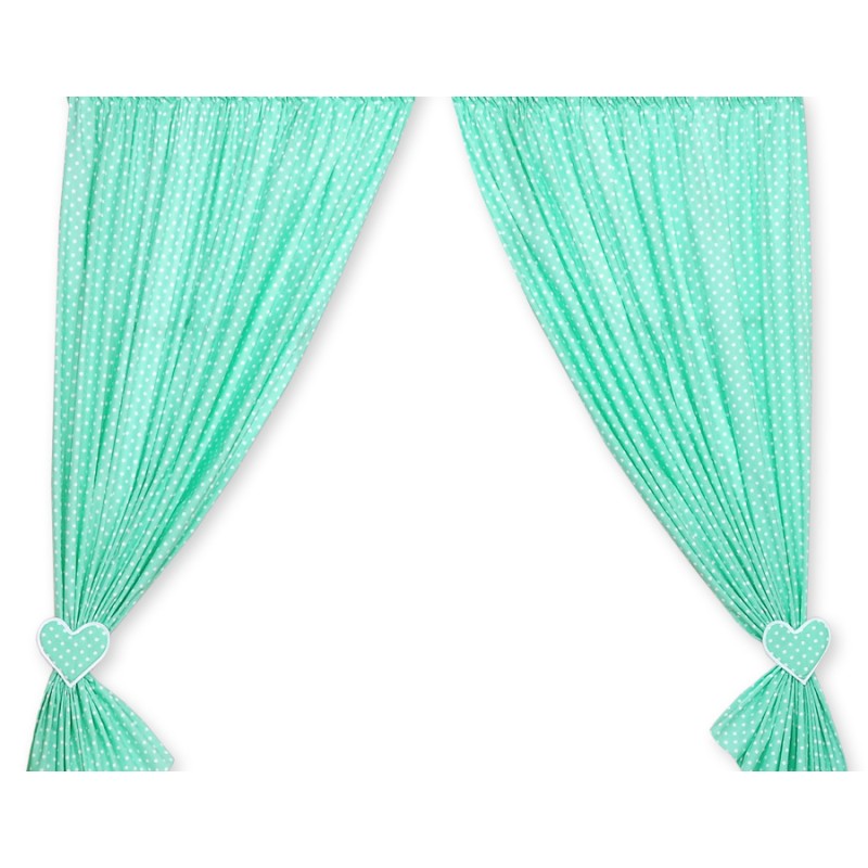 Κουρτίνες Βρεφικού Δωματίου- Hanging Hearts white dots on mint