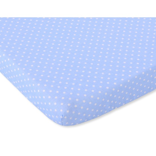 Sheet made of cotton 120x60cm white polka dots on blue Sheet made of cotton 120x60cm white polka dots on blue