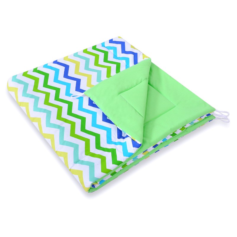 Double-sided teepee playmat- Chevron green-blue