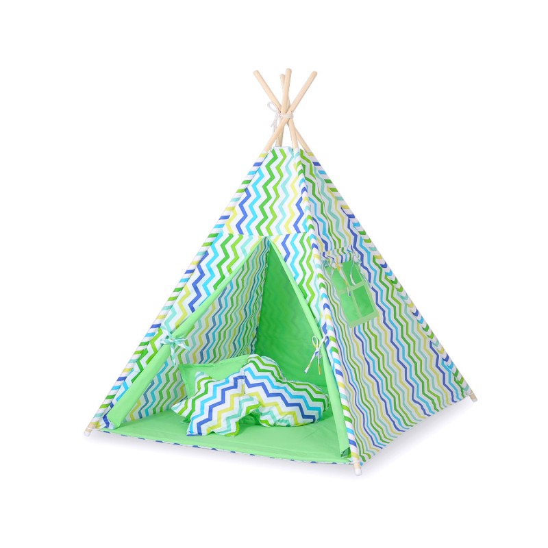 Teepee tent- Chevron green-blue