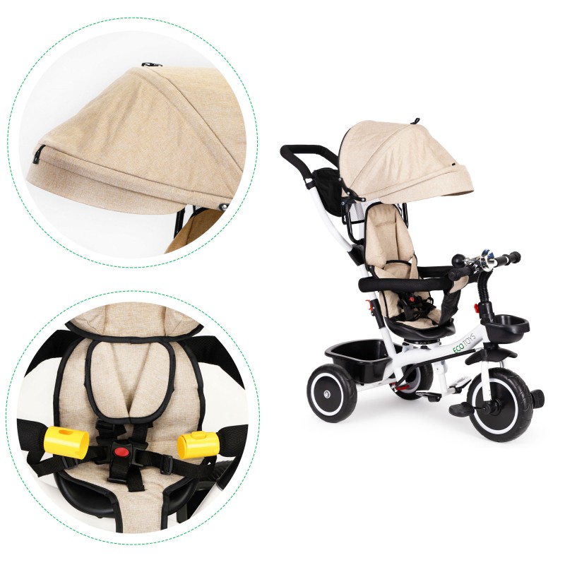 Tricycle with rotating seat 360 ECOTOYS beige