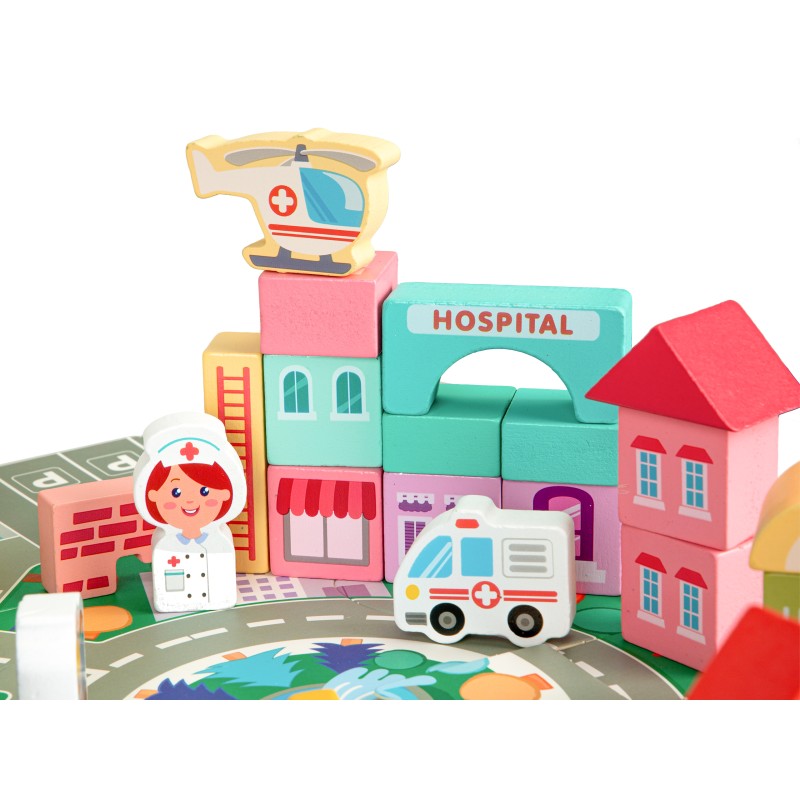 Ξύλινα Εκπαιδευτικά Τουβλάκια -  Πόλη - 121 pcs ECOTOYS