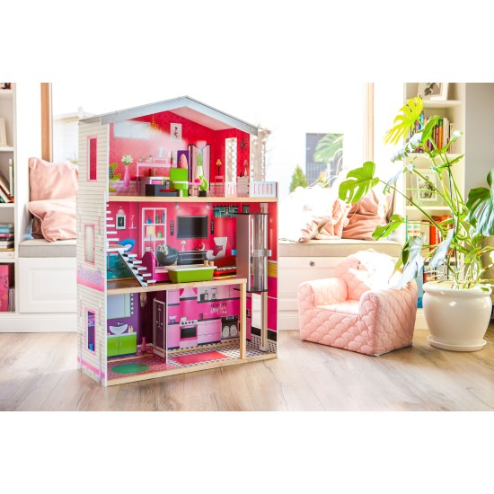 Large wooden dollhouse with an elevator - Malibu Residence ECOTOYS