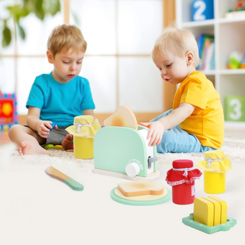 Wooden toaster with accessories 11 elements