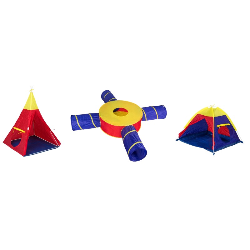 Πολυμορφική Παιδική Σκηνή 7σε1 Σπίτια + 4 Τούνελ