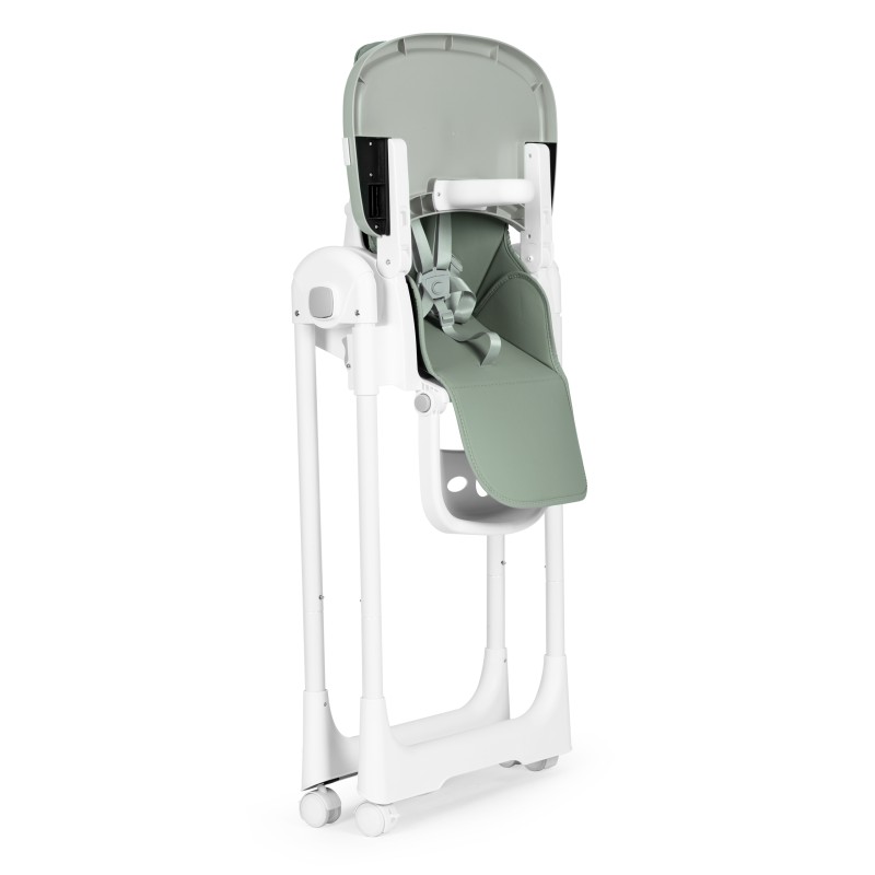 Highchair feeding chair height adjustable eco-leather straps double tray green ECOTOYS
