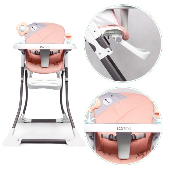 Reindeer foldable feeding chair pink ECOTOYS Reindeer foldable feeding chair pink ECOTOYS