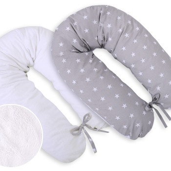 Μαξιλάρι Εγκυμοσύνης LONGER - double-sided-Simple grey stars