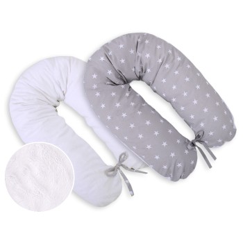 Μαξιλάρι Εγκυμοσύνης LONGER - double-sided-Simple grey stars