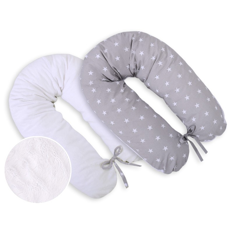 Μαξιλάρι Εγκυμοσύνης LONGER - double-sided-Simple grey stars