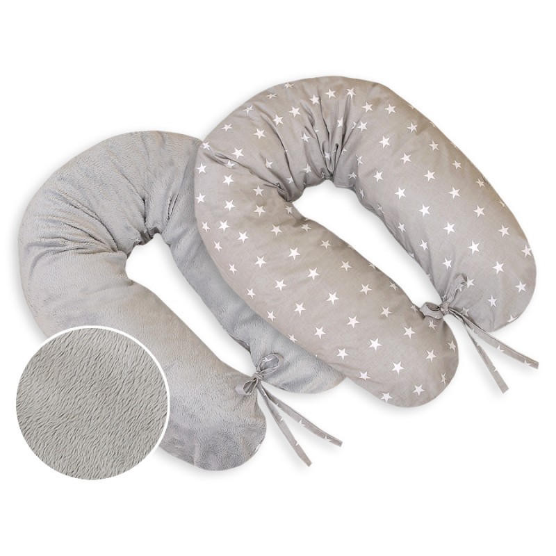 Μαξιλάρι Εγκυμοσύνης LONGER- double-sided-Simple grey stars