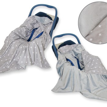 Double-sided car seat blanket- Stars grey
