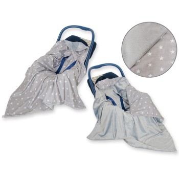 Double-sided car seat blanket for babies - Stars grey