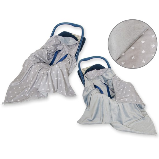Double-sided car seat blanket for babies - Stars grey Double-sided car seat blanket for babies - Stars grey