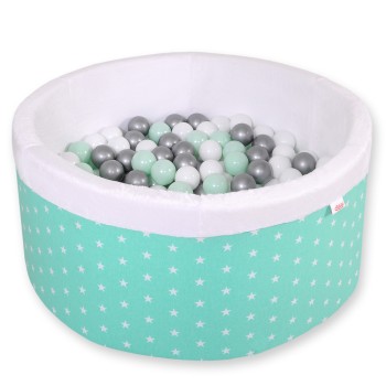 Μπαλοπισίνα minky  with balls - mint Stars