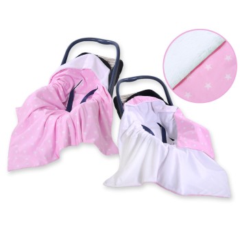 Double-sided car seat blanket for babies - Pink stars